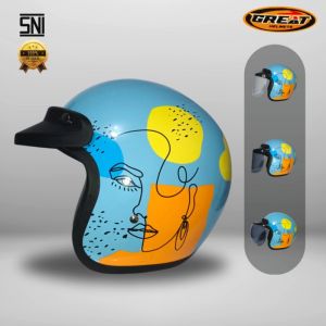 Great Helm Bogo Motif Cewek Biru Original Wanita Termurah 100% SNI M05