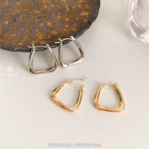 Bông tai nữ chuôi bạc 925 Eleanor Accessories khuyên tai dáng chữ U viền trơn basic phụ kiện trang sức 4844