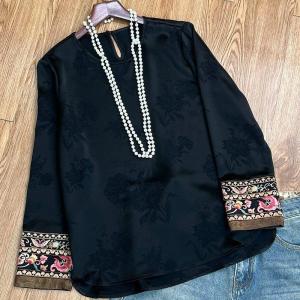 Lieoyuarn | Traditional Chinese Style Silk Blouse for Women Long Sleeve Loose Embroidered