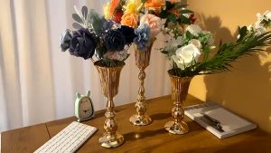 Vas Dekorasi Meja Vas Rumah Emas Mewah Vas Meja Vas Kerajinan Kerajinan Susunan Bunga Penanam Pesta Pernikahan Natal