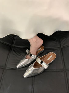 Silver Elevating Mary Jane Single Shoes Womens Toe Covering Slippers Summer Outdoor Wear New Style Matching Skirts