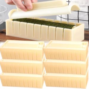 เครื่องทำซูชิแบบทำมือรูปหัวใจกลมแม่พิมพ์ข้าวทำมืออุปกรณ์ทำซูชิม้วนเค้กแกดเจ็ตสำหรับครัวบ้าน