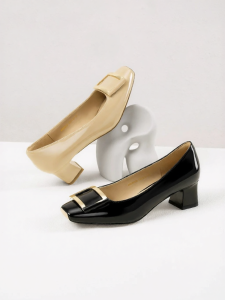 Reddragonfly | Mother Mid-aged Womens Coarse Heel Buckle Shoes