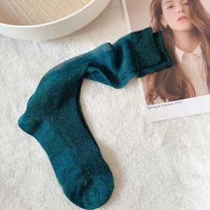 Korean Style Half Transparent Sequin Socks Cherry Blossom Pink Long Short Wearable Mid-Calf Spring Summer Fashion Half Leg Socks