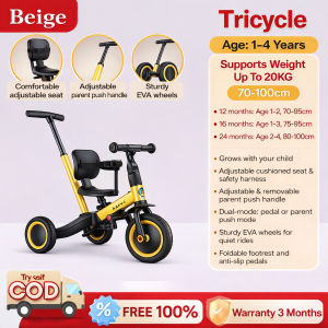 Beige Bike for Kids 3 in 1 Adjustable Tricycle Balance Bike 1 to 5 Years Old Cool Scooter Boy&Girl gift Stable Anti-slide