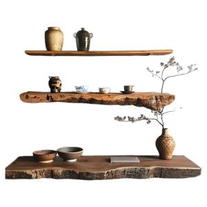 Cypress Wood Irregular Solid Wood Wall Mounted Shelf Wall Partition Floating TV Cabinet Background Wall Storage Organizer