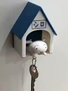 Anime White Dog Kennel House Keychain Key Holder Key Pendant Anti-lost Doll Creative Decoration Gift