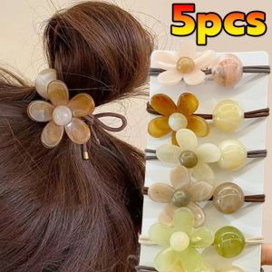 5 cái dễ thương hoa buộc tóc co giãn dây buộc tóc scrunchies Nữ Phụ nữ buộc tóc đuôi ngựa Phụ kiện tóc đồ đội đầu