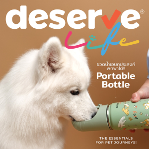 DESERVE กระบอกน้ำสำหรับสัตว์เลี้ยง เก็บความเย็น All-in-One พร้อมช่องใส่ขนม