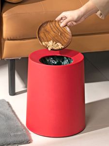 Modern Simple Red Home Garbage Can Bedroom Bathroom Living Room Kitchen Waste Bin Indoor Marriage Paper Basket Plastic Storage Bucket