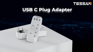 TESSAN Multi Plug Extension Socket Adapter with USB + Type C Wall Charger Extension Adaptor