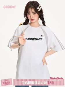 เสื้อยืดแขนสั้นผู้หญิง Gbiaior สไตล์อเมริกันย้อนยุค สวมใส่สบาย แฟชั่นสตรีท แขนกุด คู่รัก เสื้อผ้าทำงานฤดูร้อน