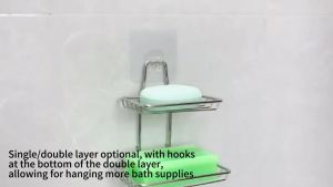 Stainless Steel Double-layer Soap Rack Wall Mounted Soap Drain Dish Soap Sponge Dish Strong Load-bearing Bathroom Accessories