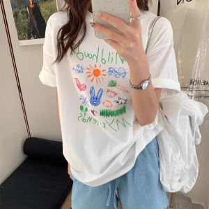 Womens Vintage Floral Creative Printed Summer Round Neck Top Comfortable Breathable Casual Short Sleeve Tshirt Women Clothing