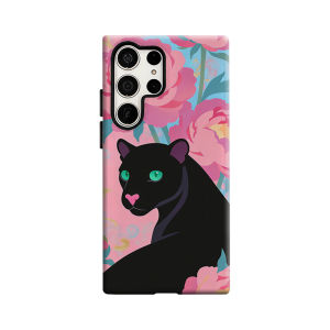 Potdemiel | Ốp Điện Thoại Chống Sốc Hai Lớp Black Panther Peony Cho Samsung Galaxy S26/S25 Ultra/S24/S23 Ultra Plus - Vỏ Lưng Chắc Chắn Với Tính Năng Chống Trầy Xước & Chống Bụi