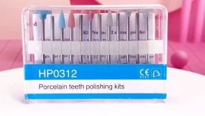 12PCS/KIT Silicone Polishers Dental Porcelain Restoration Set Teeth Polishing Kits HP0312 for Low Speed Handpiece