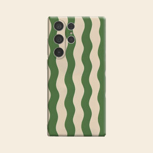 Cream Green Wavy Stripe Luxury Fashion Full Lens Protective Case for Samsung Galaxy S26 S25 S24 A56 A36 Plus Ultra