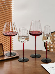 Elegant Red Bowtie Burgundy Wine Glass Crystal Highball Cup American Style Vintage Handmade Wine Glasses Set of 2