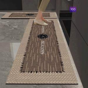 Bộ thảm nhà bếp 2 tấm chất liệu Silicon 4 lớp thấm hút nước chống trơn trượt an toàn dễ dàng vệ sinh phong cách sang trọng