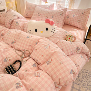 3/4in 1 Bộ vỏ chăn ga gối Sanrio Jacquard thân thiện với da flatsheet/trang bị bộ kitty/giai điệu đơn/siêu đơn/Nữ Hoàng/Vua