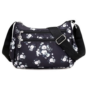 2025 New Womens Large Capacity Multi-layer Oxford Cloth Crossbody Bag Lightweight Canvas Mom Bag Casual Floral Pattern