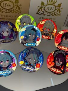 Genshin Impact New Year Greeting Badge Furina Hutao Nahida Ganyu Klee Fan collection of peripherals double flash badge brooches Tinplate goods Itabag decorative pendant A gift for a friend