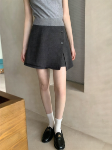 NIHAOKANONG | Chân Váy Dài Không Đều A-Line Gọn Gàng Cao Đùi