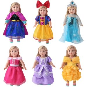 Cosplay Anime Figure Costume 18 Inch Girl Doll Anna Clothes American Ours & Generation Kids Toys Dolls Accessories Elsa Dress