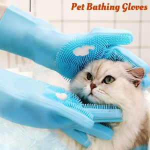 Pet Grooming Cleaning Gloves Dog Cat Bathing Shampoo Glove Scrubber Magic Dishwashing Cleanner Sponge Silicon Hair Removal Glove