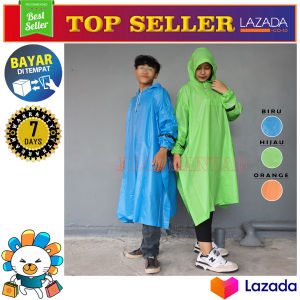 IBEX Jas Hujan Motor Poncho Lengan Color - Motif Batman & Hijau Biru