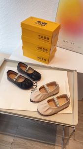Elegan Mutiara Sepatu Gadis Datar Kulit Lembut Anti selip Semua Pertandingan Elastis Sepatu Putri Anak Perempuan