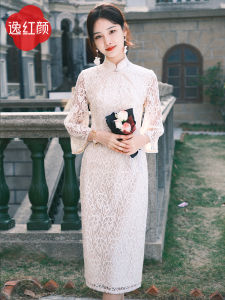 Shanghai Yirehongyan Chunxi 2025 Autumn New Arrival Velvet Lace New Chinese Style Republic of China Full Family Portrait Cheongsam Women