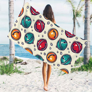 Cartoon Christmas Bell Beach Towels Ultra Lightweight Quick Drying Super Absorbent Summer Essential Fast-Drying Towel for Beach