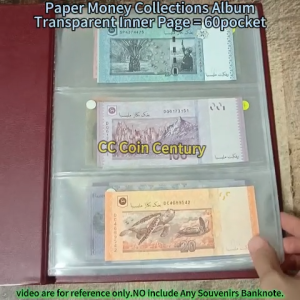 PCCB Album 60pocket Transparent Inner Penyimpanan Koleksi Wang Kertas Banknotes Collections Album -Stationery