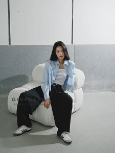 Giordano Korea Collection Womens Cotton Blend Pleated Wide Leg Pants 05415556