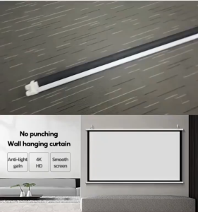 【glass fibre】100 Inches 4K HD 3D projector screen pull down roll up white screen for projector Simple Folding fiber Metal Anti-light Portable retractable projector screen with stand wide screen For Outdoor