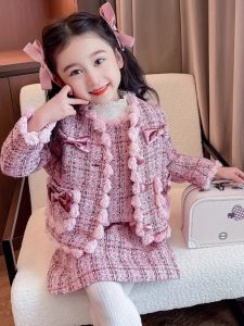 Korean Style Cotton Blend Girls Dress Set: An Elegant Two-Piece Outfit