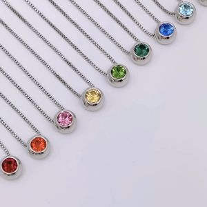 Her Jewellery Birth Stone Moon Pendant (White Gold) - Luxury Crystal Embellishments plated with 18K Gold