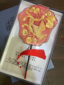 Original Design Festive Embroidery Phoenix Wearing Peony Wedding Fan Dance Props Group Fans Traditional Chinese Wedding Gifts