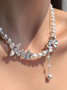 สร้อยคอโซ่กระดูกไหปลาร้าเงินแท้ 925 ดอกไม้สีขาวออสเตรเลียสำหรับผู้หญิง เครื่องประดับแฟชั่นฤดูใบไม้ร่วงและฤดูหนาว โซ่กระดูกไหปลาร้า 40 กรัม