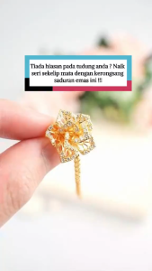 KERONGSANG TUDUNG Rose Saduran Emas 24K Permata Putih Zhulian