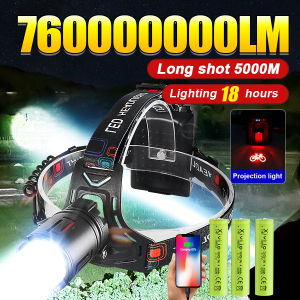 76000000LM Ultra Powerful LED Headlamp Super Bright Long Range 5km Head Flashlight Rechargeable Led Head Lantern Fishing Hunting