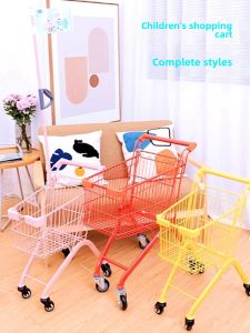 New Large And Small Metal Shopping Carts for Children Pink Toy Car for Boys And Girls Pretend Play Baby Grocery Store Cart