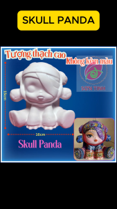 Tượng thạch cao Skull Panda CÔ DÂU M13 (Không kèm màu) Bé Tô Màu Tô Tượng