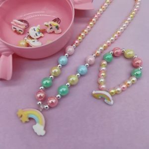 Uniqkids Beads Jewelry Set Party Accessories Unicorn Beads Chain Bracelet Necklace for Kids Girl Fashion Jewelry Set