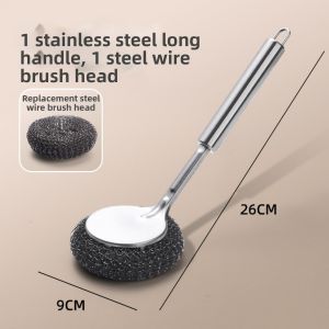 FURENJILI | Long Handle Kitchen Stainless Steel Cleaning Brush