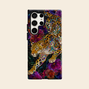 Floral Golden Leopard Art Luxury Fashion Full Lens Protective Case for Samsung Galaxy S26 S25 S24 A56 A36 Plus Ultra