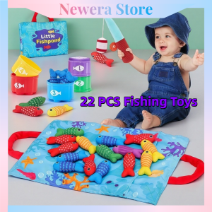 22PCS Fishing Game Toys Early Education Learning Toys Baby Fishing Toy Enlightenment Toy Color Sorting Toy