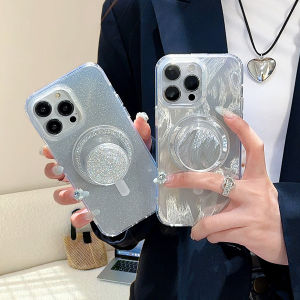 Luxurious Magnetic Absorption Phone Case for Apple 15Promax Full Cover Shockproof Silicone Protective Shell Female Style Fashionable