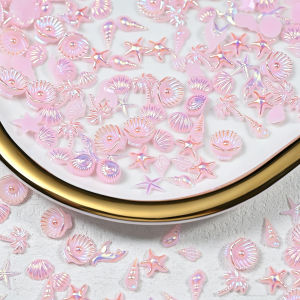 30PCS 3D Aurora Pink Shell Starfish Nail Charms Conch Coconut Tree Mermaid Tail Nails Decorations Summer Beach Manicure Parts zc